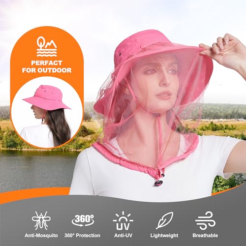 Image of Mosquito Head Net Hat - Bug Cap UPF 50+ Sun Protection with Hidden Netting for Beekeeping Hiking Women