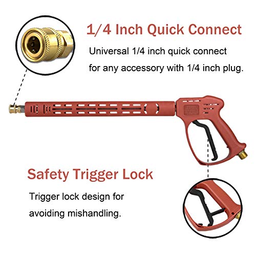 Raincovo 5000 PSI Deluxe Pressure Washer Gun for Hot and Cold Water, with Replacement Wand Extension and 5 Nozzle Tips, M22 14mm or M22 15mm Fitting, 40 Inch