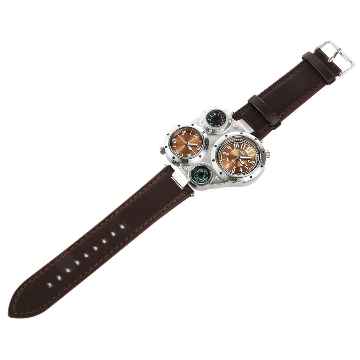 Orologio Uomo Sportivo Dual Time 9145 con Quadrante Multiplo Cinturino Regolabile in Pu Resistente e Acciaio Inossidabile per Attività Outdoor
