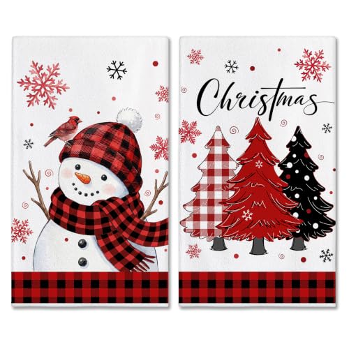 Image of Hexagram Christmas Hand Towels for Bathroom Set of 2, Christmas Kitchen Decor, Soft Luxury Hand Towels 18x28 Inches