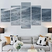 SIGNWIN 5 Panel Canvas Wall Art Monochromatic Mountains for Home Decorations Ready to Hang - 60