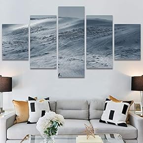 SIGNWIN 5 Panel Canvas Wall Art Monochromatic Mountains...
