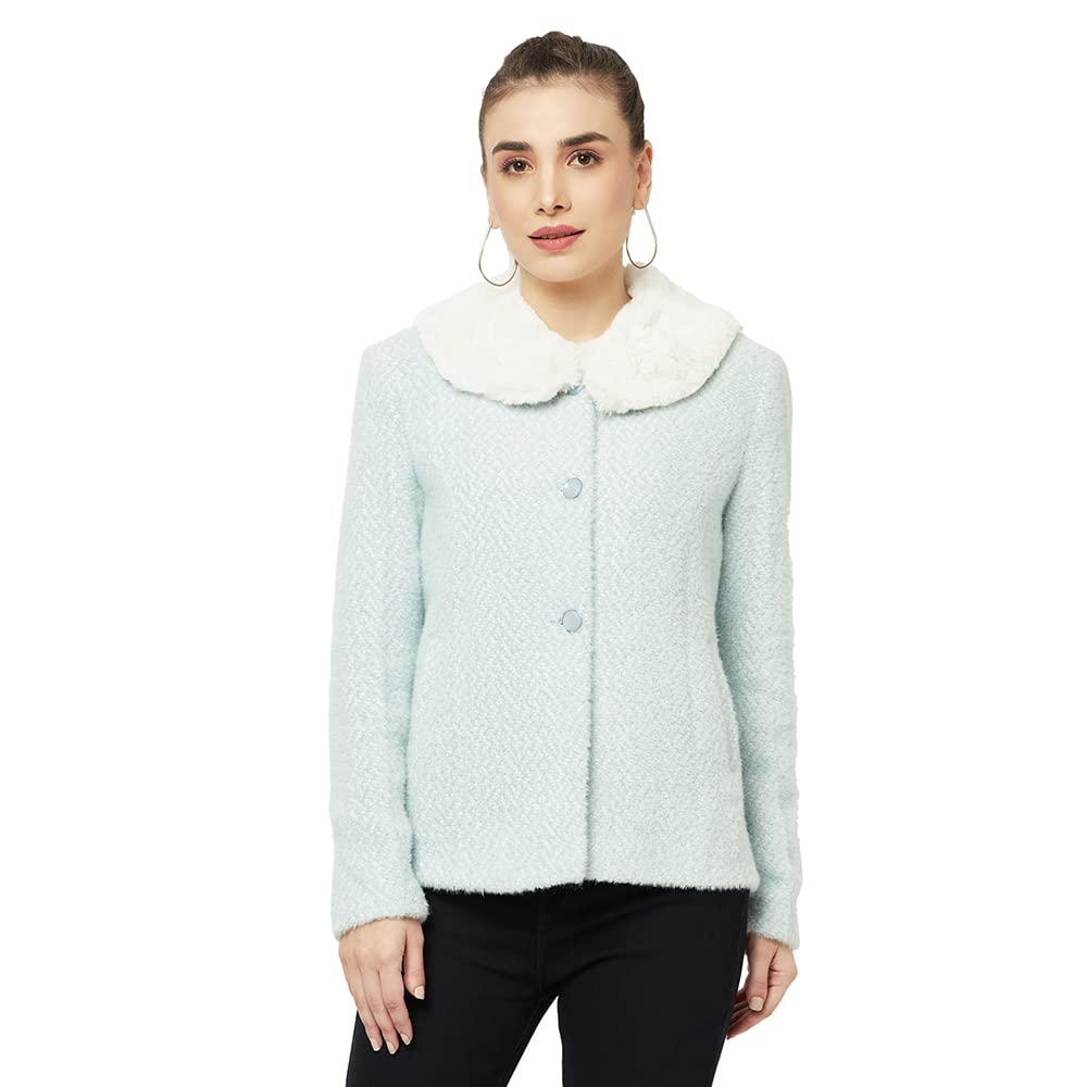crimsoune club Women Light Blue Peter-Pan Collar Coat-picture-50