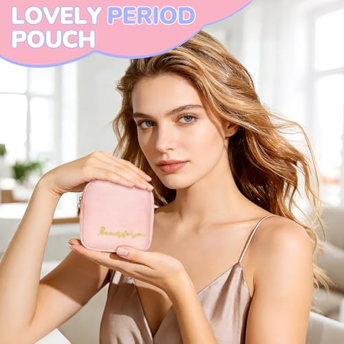 Image of Flannel Sanitary Napkin Storage Bags for Women Portable Period Kit Menstrual Cup Pouches Feminine Pad Holder Tampons Collect Bags with Zipper Khaki