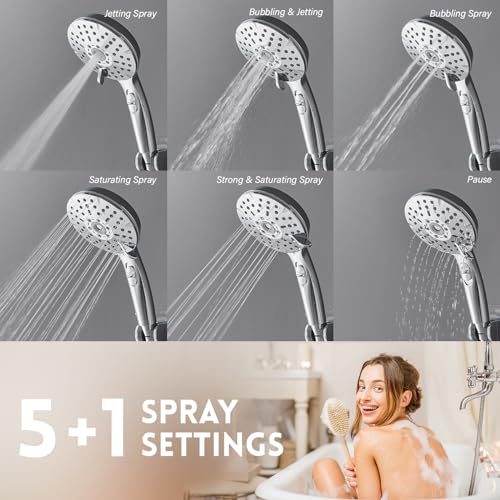Ryamen RDRM322-S Dual Shower Head Combo, 8'' High Pressure Rain/Rainfall Shower Head,5 Settings Adjustable Handheld Showers,With 15 Inch Height Adjustable Slide Bar,Holder/Hose, Angle Adjustable thumb #2