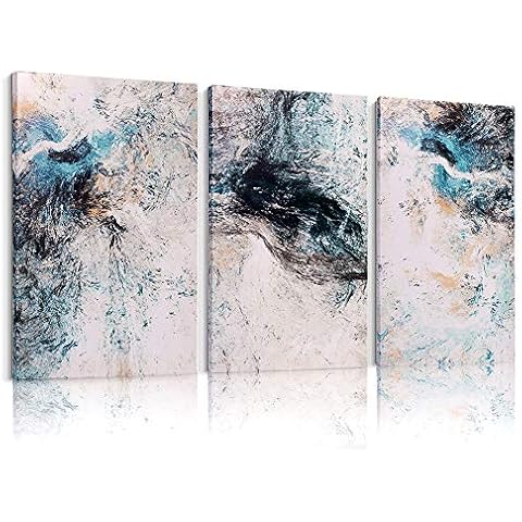 3 Piece Abstract Module Canvas Wall Art Simplicity Hanging Painting for Living Room Bedroom Office, 12x16 Inch with Inner Framed Canvas Prints Wall Decor Contemporary Watercolor Home Artwork Cover