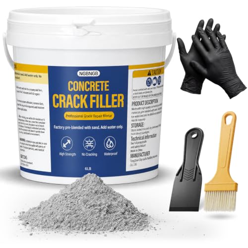Concrete Crack Filler 6LB Gray - Heavy Duty Dry Granular Mortar Repair Kit for Driveways, Walkways &...