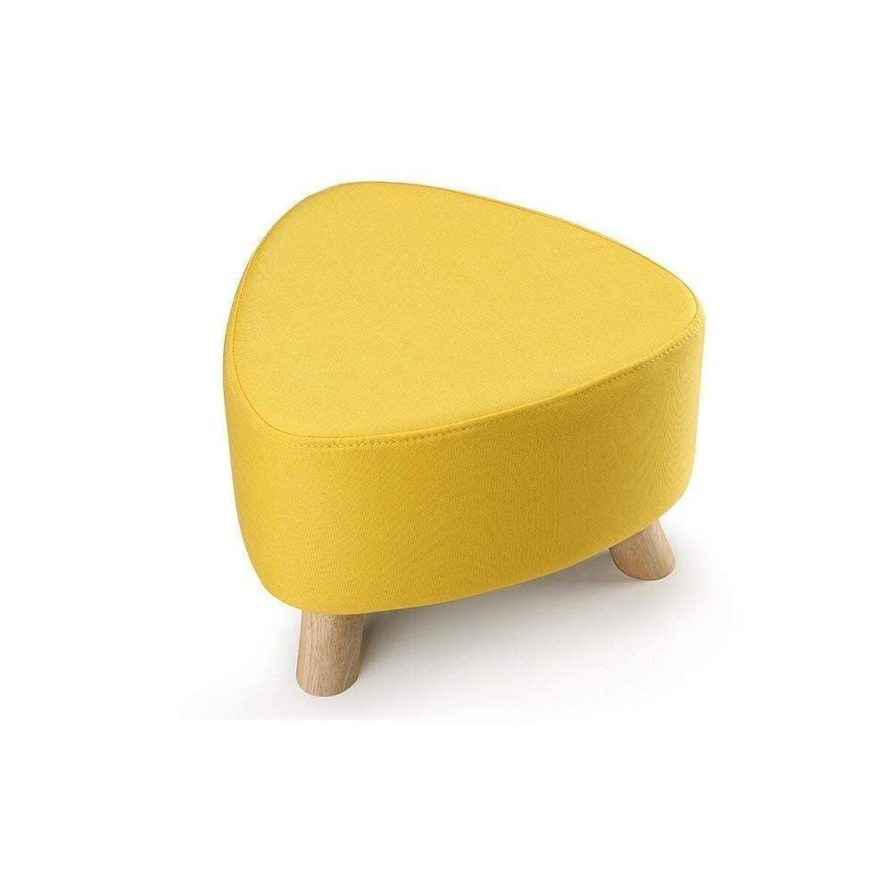Banc en bois de style européen en tissu jaune et structure noble