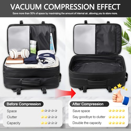 Vacuum Backpack Travel with Pump, Expandable Vacuum Backpack with Air Compression System, Airback Vacpack TSA Lock Water Resistant Carry-On Luggage3