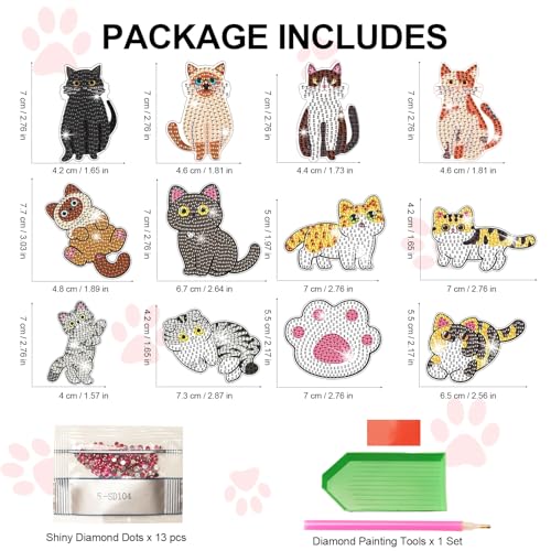 Lemitung 12 Piezas Imanes Decorativos DIY Gatos miniatura 2