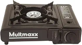 Fogareiro para Camping Portátil Com Acendimento Automático à Gás, Ideal Para Uso Diário, Trilha, Viagem ou Pesca, Acompanha Maleta Preto Multmaxx