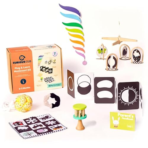 Curious Cub Montessori Learning Wooden Toys| Box 1: 0-6 Months | ...