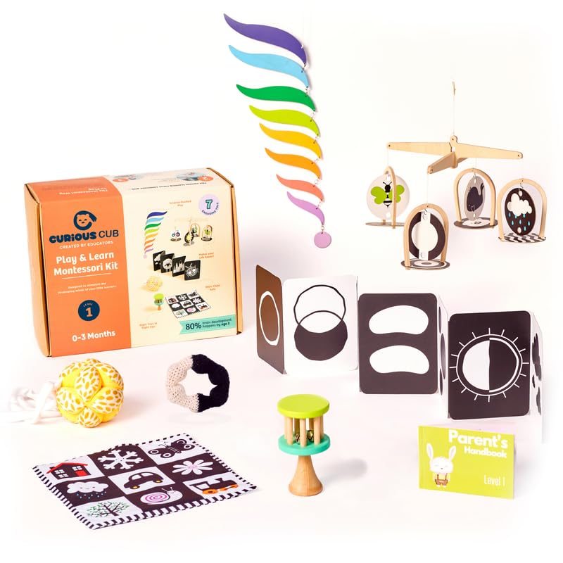 - Curious Cub Montessori Learning Wooden Baby Toys | Box 1: 0-3 Months | Montessori Toys for 0-3 Months |Fine Motor Skills Development |Toy for New Born Baby| Toddler Toy | Ideal Gift for Baby Boy Girl