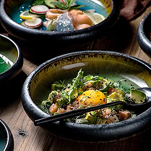 Teller aus glasierter Keramik, geschlitzt, für kreative Eisöfen, japanischer Teller für Sushi, Sashimis, Salatteller, Abendessen (B, L)