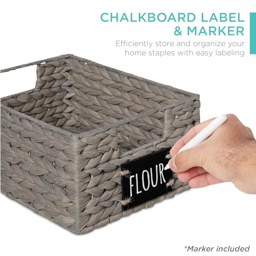 Best-Choice-Products-Set-of-4-9x12in-Water-Hyacinth-Pantry-Baskets-Woven-Kitchen-Organizers-wChalkboard-Label-Chalk-Marker-Gray Best Choice Products Set of 4 9x12in Water Hyacinth Pantry Baskets Woven Kitchen Organizers wChalkboard Label Chalk Marker Gray