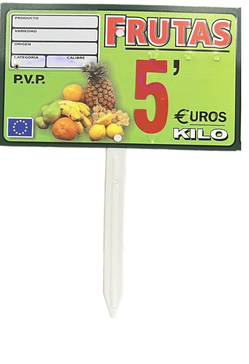 BALSAT Portaprecio fruteria, Portaprecio para frutas y verduras, Cartel para fruteria, Precios para fruteria - Paquete de 12 ud. (Ganchos)