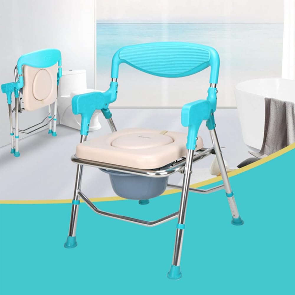 Silla de Ducha y baño for Personas Mayores, Plegable, con reposabrazos y Respaldo Ajustables en Altura.