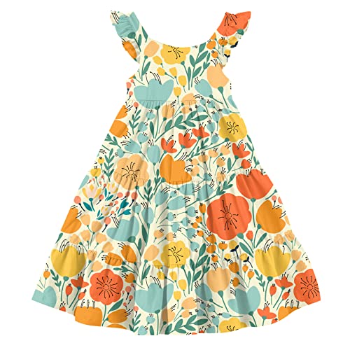 Image of Vieille Toddler Girls Summer Dress Ruffle Casual Beach Sundress 2-8 Years