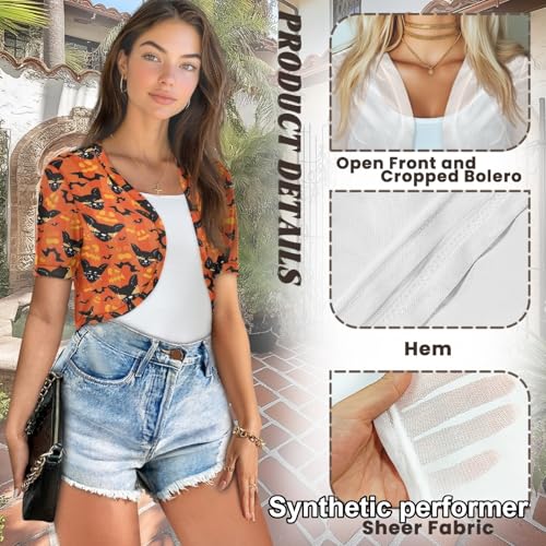 Image of Womens Short Sleeve Bolero Shrug Open Front Knit Cropped Cardigan Shoulder Cover for Dress Cute Casual Knit Cover Up