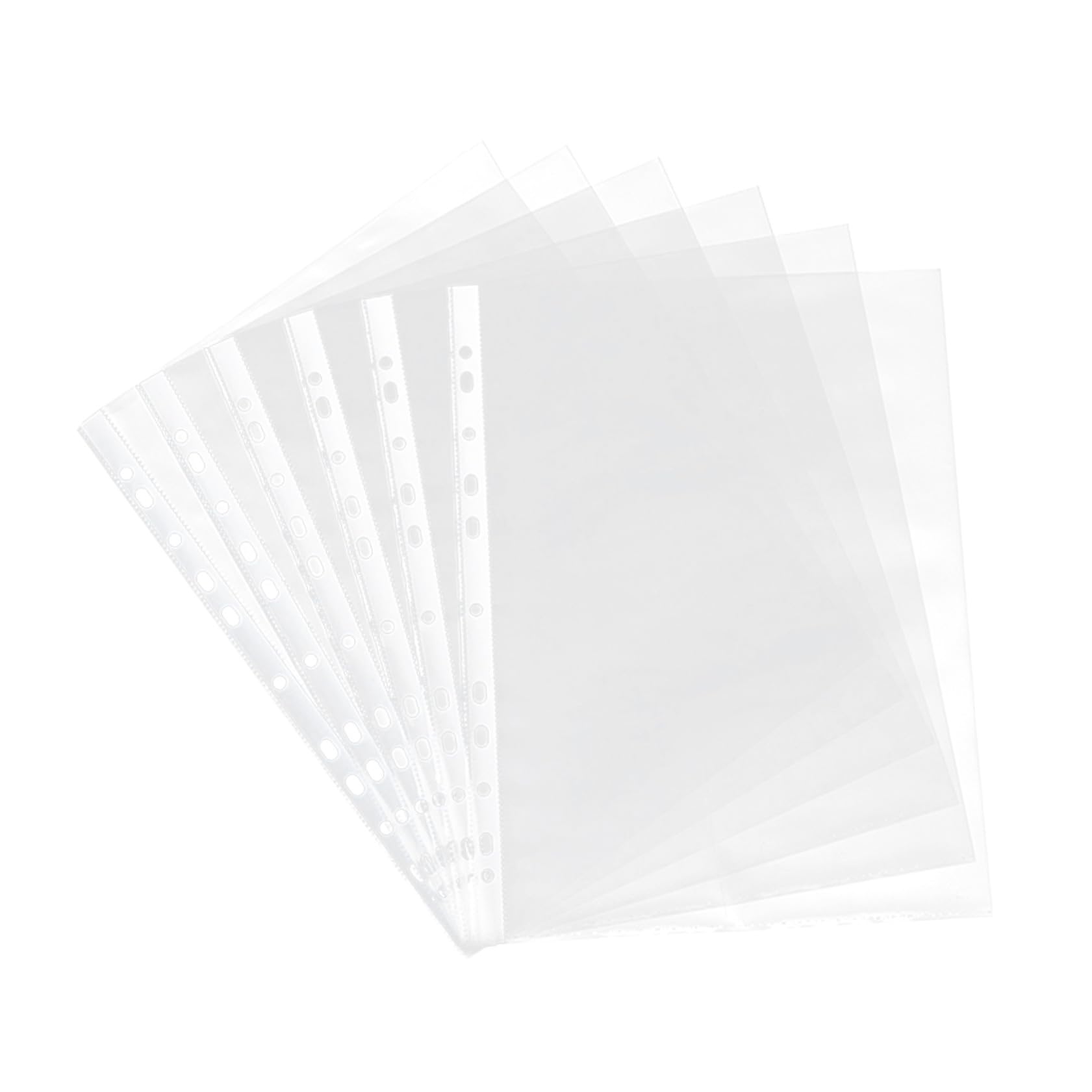 PLAFOPE Chemise Rangement Document A4 Transparente, Pochettes Perforées 11 Trous en Pp, Lot de 100, Résistantes à L'eau Déchirures pour Bureau