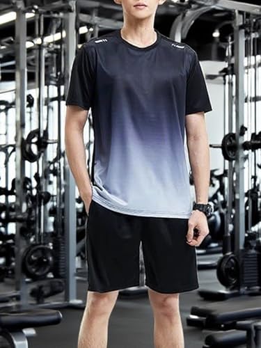 2 - Piece Men's Gradient Athletic Outfit, Quick - Dry Sports Set for Fitness, Jogging