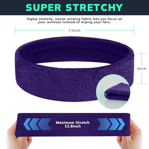 Image of Sweatbands Sports Headband for Men & Women - Terry Cloth Moisture-Wicking Sports Towel Headband for Tennis, Basketball, Running, Gym, and Fitness Working Out