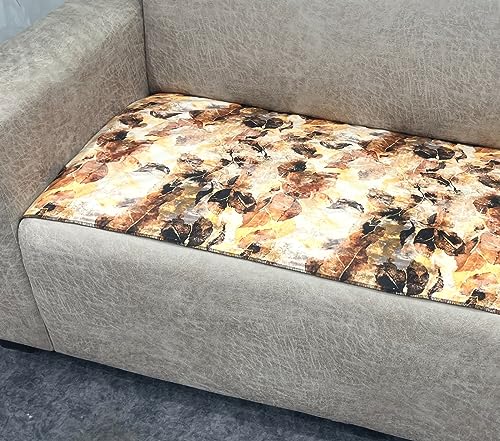 Image of Printed seat Cover for Sofa 2 Seater with Heavy Antiskid Backing & Easily Machine Washable Sofa seat Runner for Couch or Home Living Area (22 X 48 Inches) Brown
