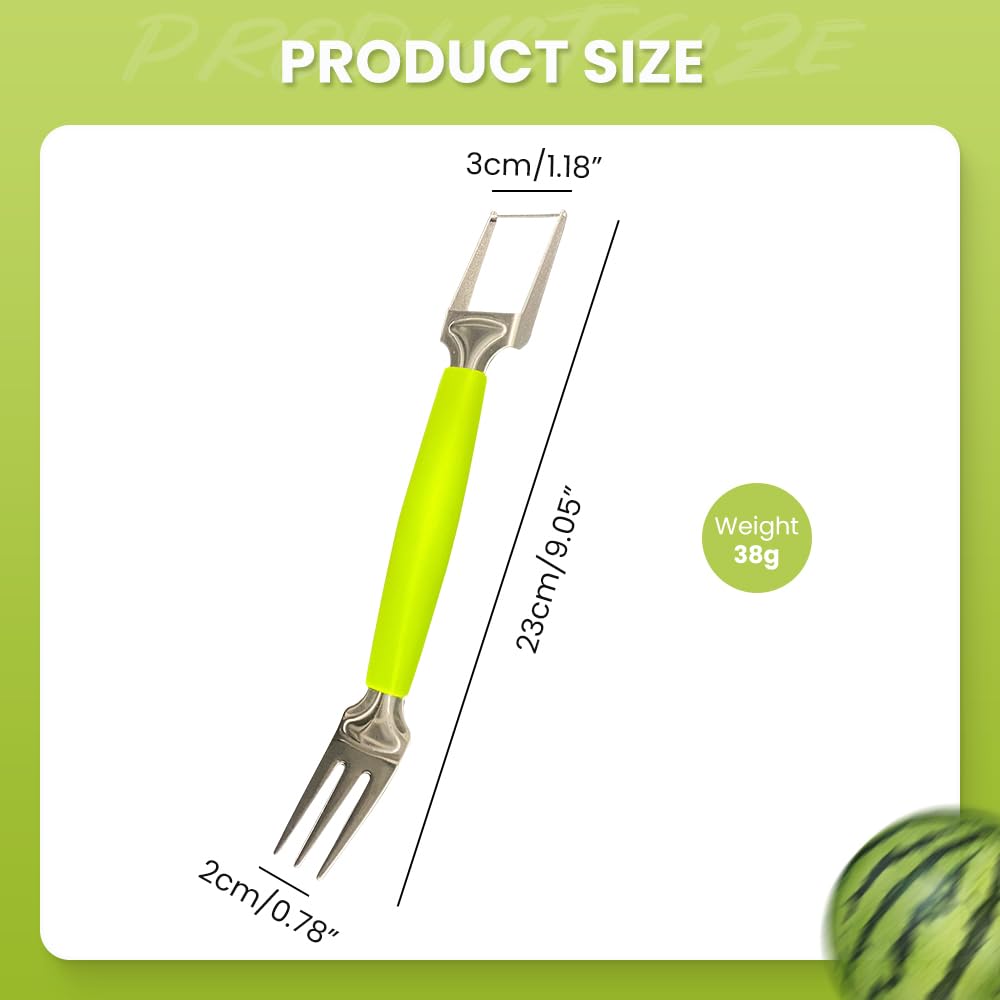 2-in-1 Stainless Steel Fruit Cutter, 2025 Upgrade Stainless Steel Watermelon Cutter Slicer Tool, Portable Watermelon Cutter Fruit Fork for Summer Home Kitchen Camping Party (1)