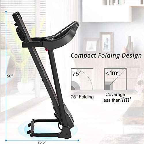 Image of Treadmill Home Folding Treadmill Treadmill with LCD Display Electric Treadmill Pulse Grip and Safety Key Suitable for Home Gym Black 50.5x 23.7x 45inch