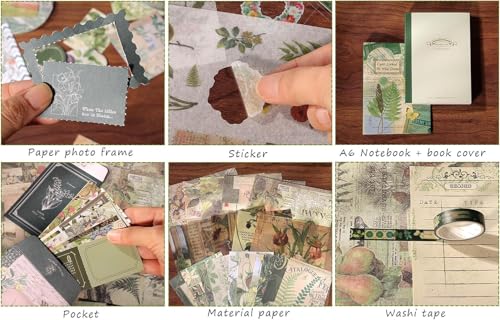 Image of Vintage Aesthetic Paper Scrapbook Kit(346Pcs) Scrapbooking Supplies Kit With Bullet Junk Journal,Stationery,A6 Grid Notebook Journaling Gift For Girl ,Multicolor