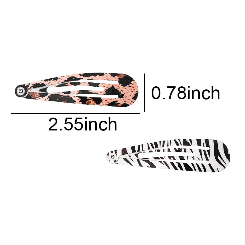 Clips de leopardo para el cabello Y2K de metal con estampado de cebra 7