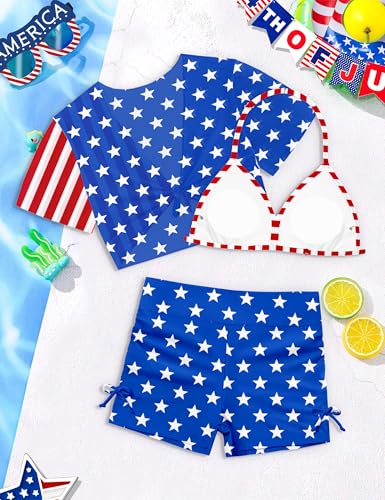 Girl Swimsuits for Girls 9-16y Bathing Suit Cute 3 Piece Padded Bikini with Shorts4
