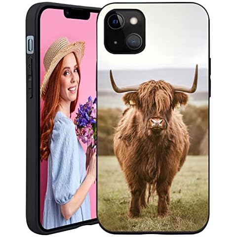 Compatible with iPhone 13,Silicone Shockproof Phone Case,Highland Cow for Girly Women,Soft Gel Rubber Drop Protection 6.1 inch Cover for iPhone 13 Cover