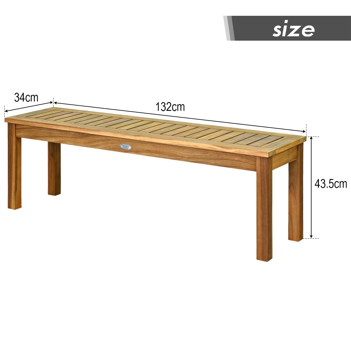 GIANTEX Panca da Giardino a 3 Posti in Legno Massiccio | Panchina da Esterno e Interno, Portata Fino a 360 kg, per Giardino, Balcone, Sala da Pranzo, 132 x 34 x 43,5 cm