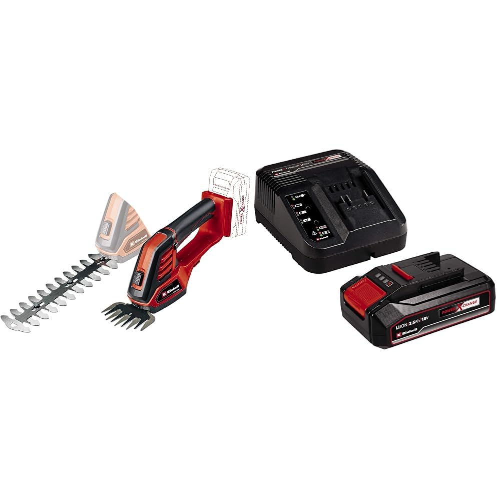 Einhell GE-CG 18/100 Li - Solo, Akülü Çit Budama ve Einhell 18V 2,5 Ah PXC Starter Kit (Başlangıç Seti)