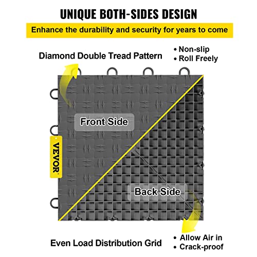 Vevor Garage Floor Tiles 12"X12" Garage Floor Covering Tiles 25 Pack Graphite Diamond Plate Garage Flooring Tiles Slide-Resistant Modular Garage Flooring 55000Lbs Capacity For Basement Gym #TOP4