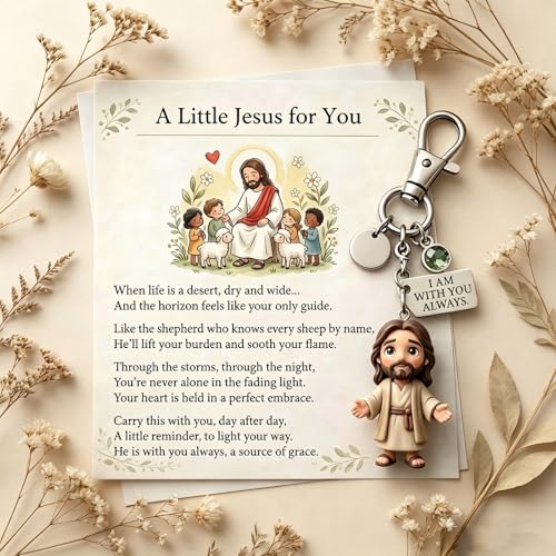 Metal & Resin Jesus Keychain With Inspirational Poem Card, Christian Decor - image 2