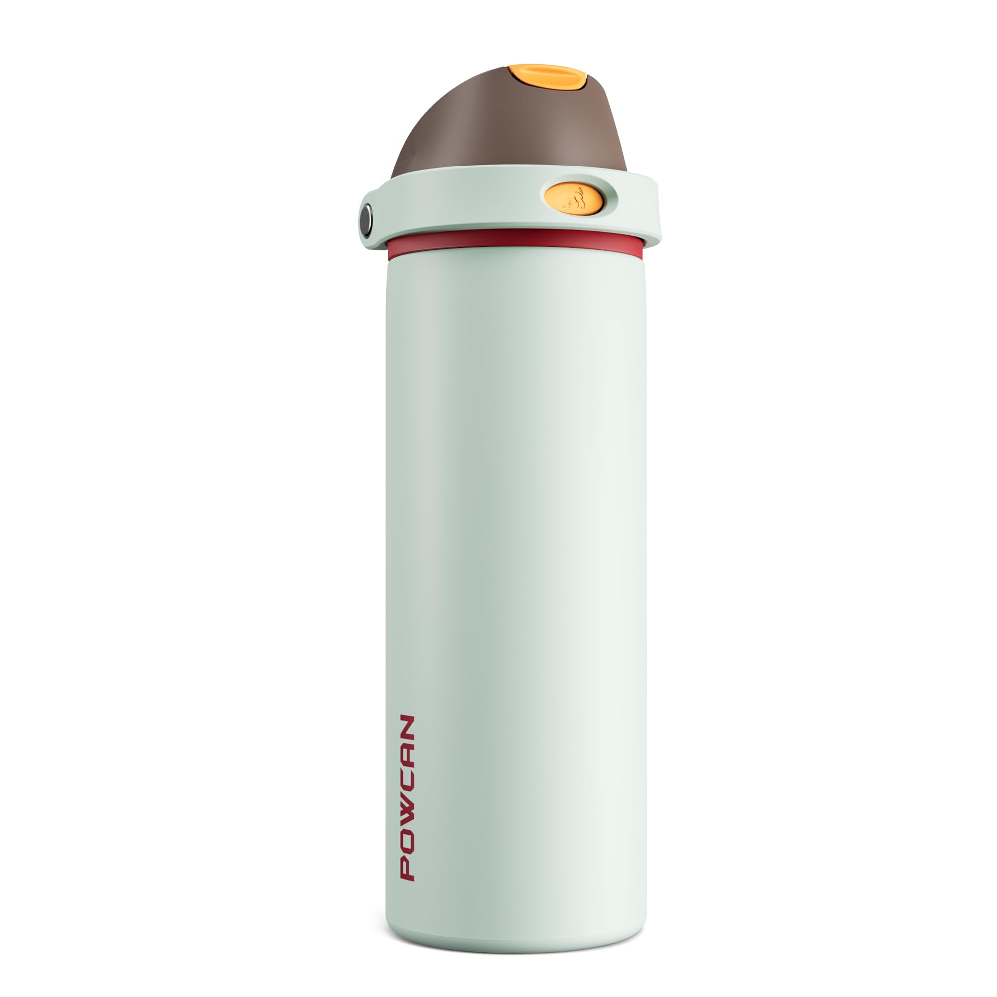 POWCAN 24 oz Travel Water Bottle: 2-in-1 Push-Button Spout &amp; Quick-Flip Straw, Leakproof, Cold 24Hrs, Fits Car Cup Holder, Stainless Steel Sports Cup for School, Travel, Gym, Outdoor Gift (Clay Bay)