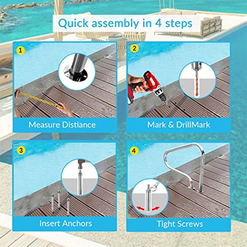 Barandal rápido para piscina acero inoxidable 80x80 cm miniatura 7