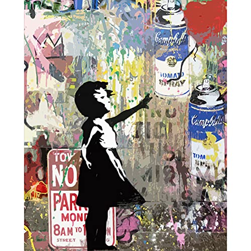 Tucocoo Banksy Street Art Ölgemälde Malen nach Zahlen Kits 40,6 x 50,8 cm Banksy Leinwand DIY Ölgemälde für Kinder Studenten Erwachsene Anfänger mit Pinseln und Acryl-Pigment (ohne Rahmen) Cover