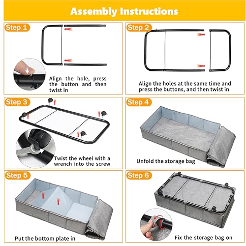 Image of Large Sturdy Under Bed Storage with Wheels, 2 Pack 50L Rolling Underbed Storage Bins, Under Bed Containers Drawer with Metal Bottom Support, Bedroom Organizer with Lids for Clothes, Shoes, Blankets