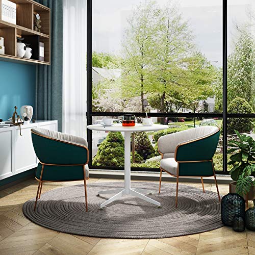 White Dining Table Round Small Office Table Conference Table Coffee Meeting Table For Office Boardroom Kitchen Living Room Waterproof Desktop Easy Assembly 31.5 Inch #TOP2