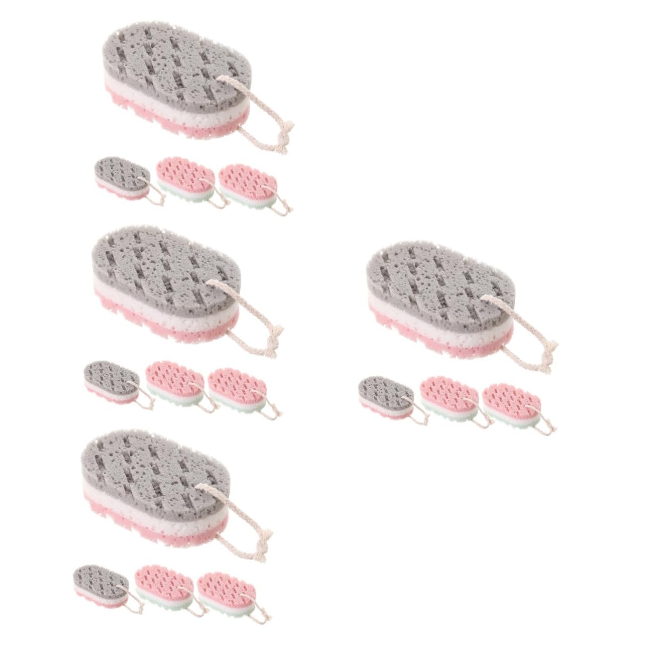 Mobestech 16pezzi Spugna Esfoliante Per Da Spugne Per Corpo Riutilizzabili Strumenti Da Bagno Colorati Per Pulizia e Della Design Ergonomico Per Regali Famiglia e Amici