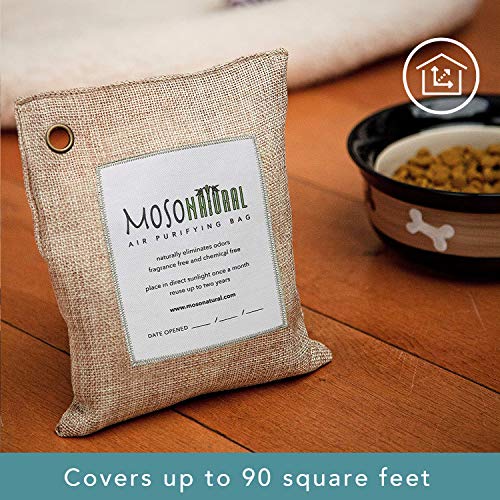 MOSO NATURAL Unscented Air Purifying Granule Bag 200G. Odor Eliminator, Odor Absorber For Cars And Closets. Natural (Beige) Color, Long Lasting Charcoal Bag | Lasts up to 2 years!