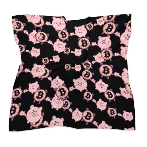 Bitcoin Piggy Banker Head Scarf for Women Like Silk 18" Or 25" Headscarf Printed Bandanas Hair Scarves3