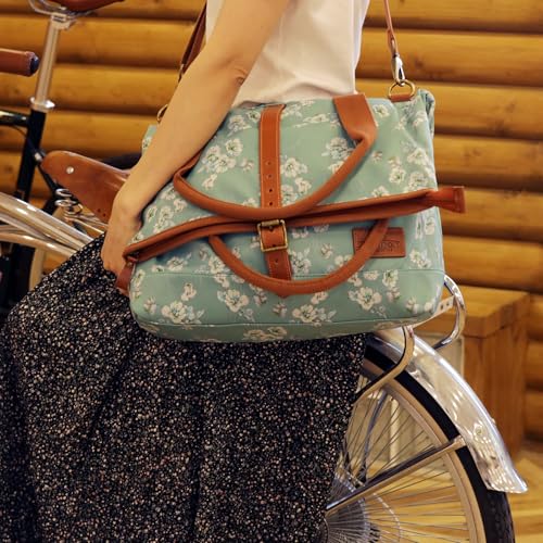 TOURBON Damen Fahrradtasche Shopper Wasserdicht Segeltuch Fahrradtaschen für Heckträger Handtasche für Radfahren Reisen