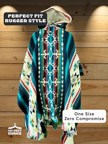 Image of Wool Poncho Adult Ponchos With Hood for men Alpaca Poncho Men Artesanal Ponchos Adult Alpaca Mens Panchos