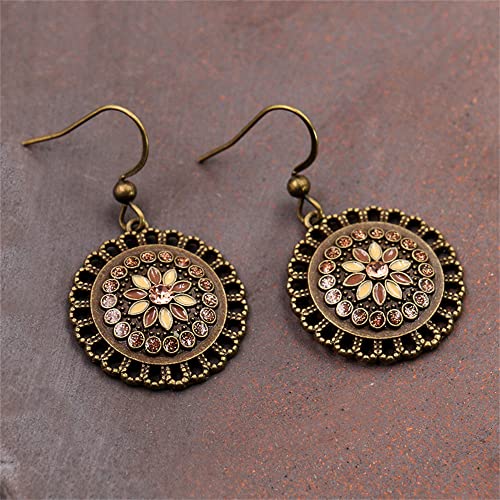 Unique Handmade Bohemian Bronze Tribal Hoop Spiral Earring Dainty Chic Vintage Gold Silver Colorful Round Circle Geometry Dangle Drop Earrings for Women Statement Jewelry Gifts3
