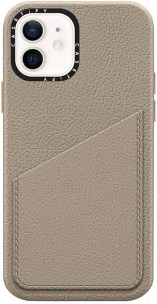 CASETiFY レザー カードポケット ケース iPhone 12 - グレージュ