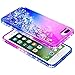 iPhone 6S Plus Case, iPhone 6 Plus Case with Tempered Glass Screen Protector for Girls Women, NageBee Glitter Liquid Sparkle Bling Floating Waterfall Shockproof Durable Cute Case -Purple/Blue